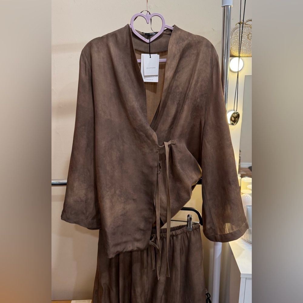 Zara ZARA Lingerie Brown Satin Two-Piece Set | NWT | Size M